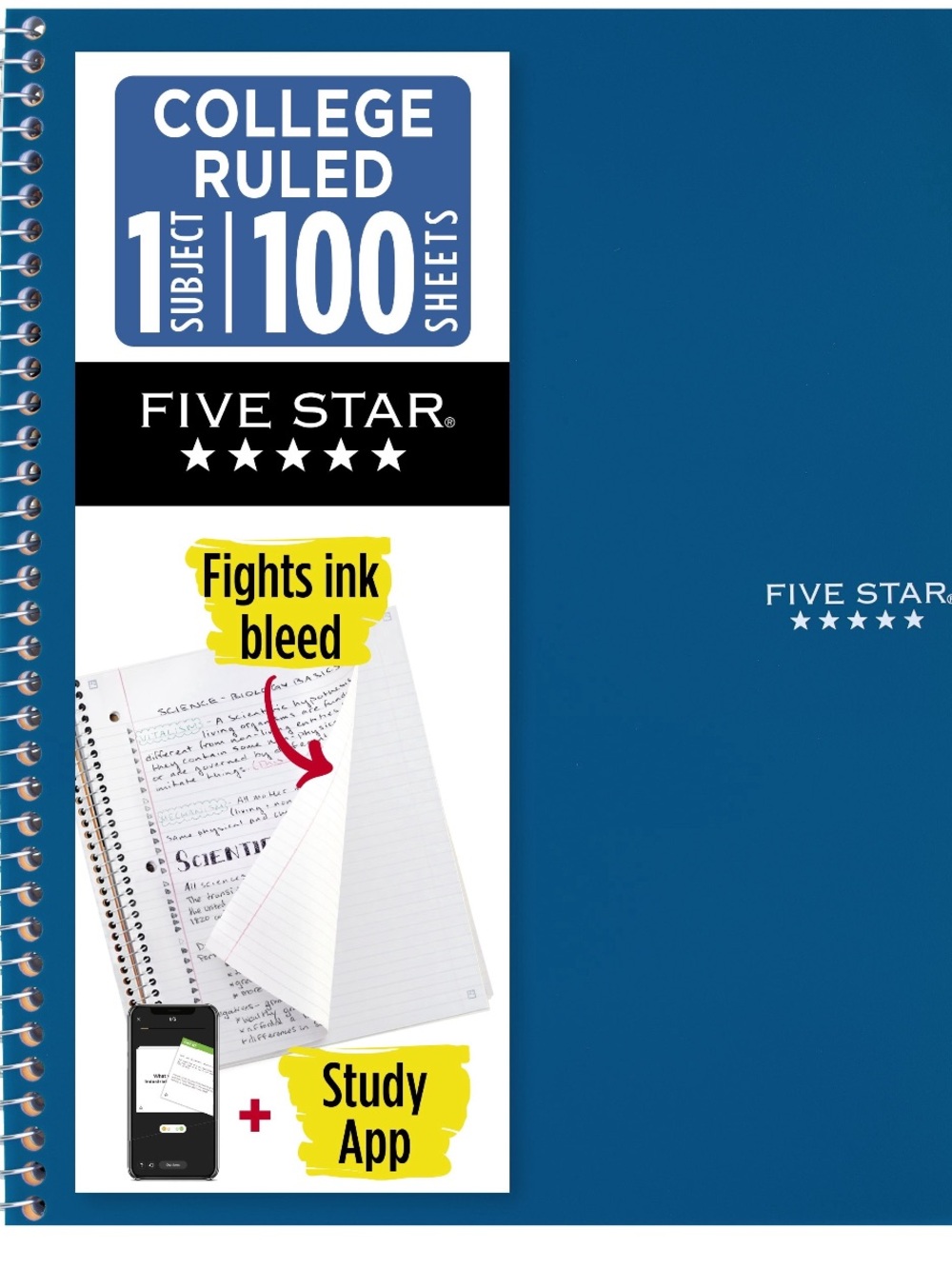 Five Star 1 Subject 100 Sheet College Ruled Notebook NWT